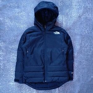 550 The North Face BLACK Hooded PUFFER Jacket DOWN